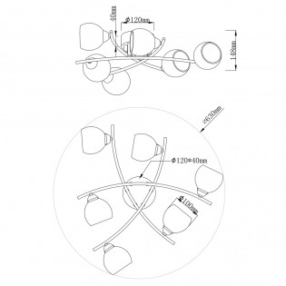 Plafón de techo Sarini (6 luces)