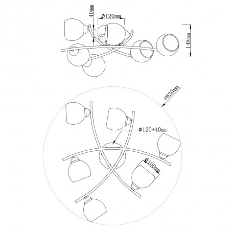 Ceiling Flush Light Sarini (6 lights)