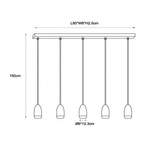 Linear pendant light Evora (5 lights)