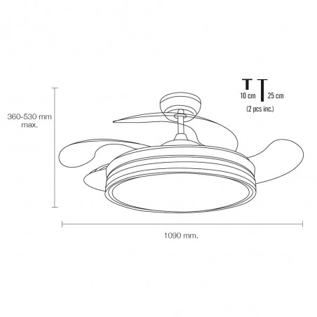 LED-Ventilator mit klappbaren Flügeln Calima (72W)