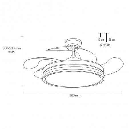 LED fan foldable blades Calima Mini CCT (36W)