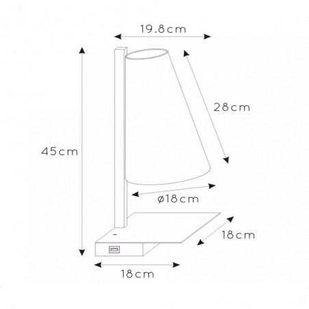 Aplique de pared con repisa y USB Gregory