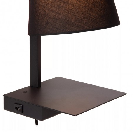 Wall lamp with shelf and USB Gregory