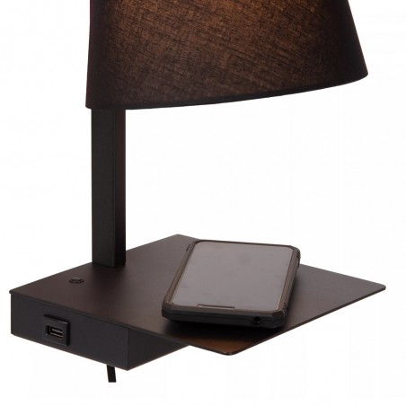 Wall lamp with shelf and USB Gregory