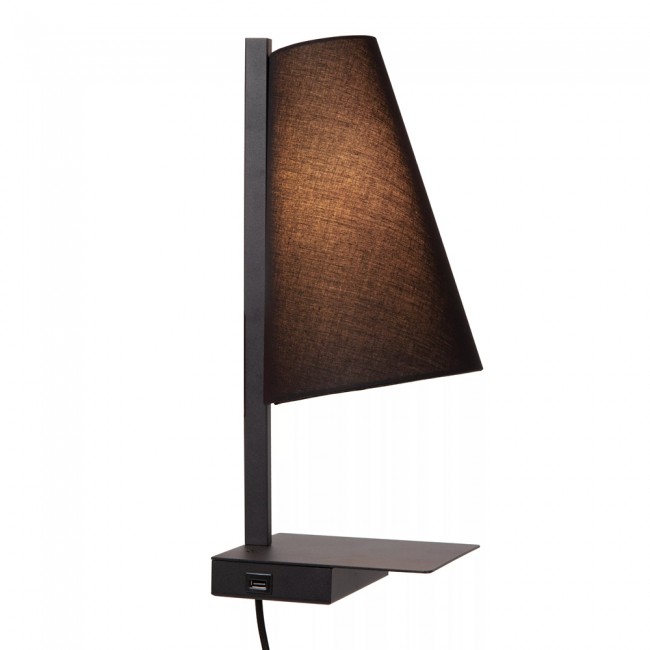 Wall lamp with shelf and USB Gregory