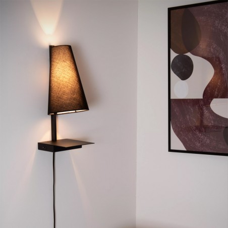 Wall lamp with shelf and USB Gregory