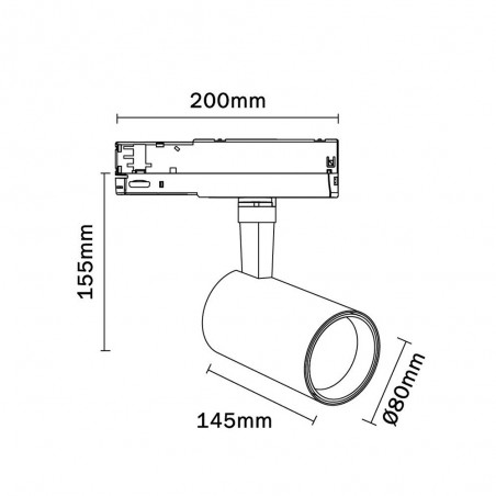 Foco LED carril trifásico Fiji (30W)