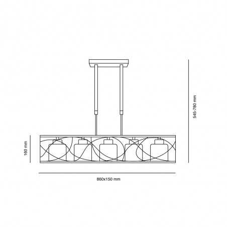 Lámpara Alexandra wengué (5 luces)
