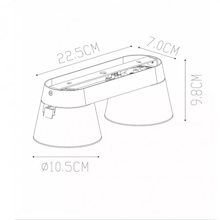 Spotlight strip Trigono (2 lights)