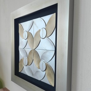 Cuadro con madera tallada en 3D I (90x90cm.)