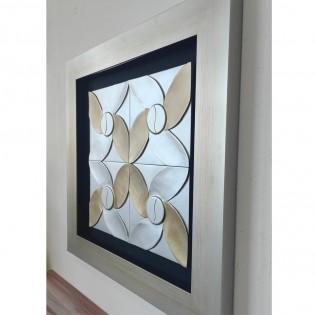 Cuadro con madera tallada en 3D I (90x90cm.)