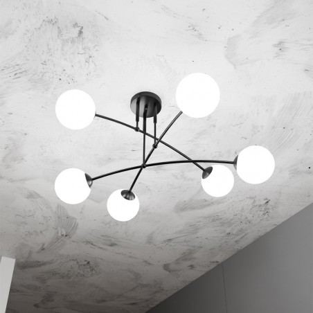 Ceiling Flush Lamp Mobis Black (6 lights)