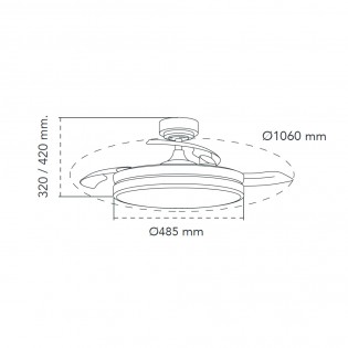 Ventilador LED con aspas plegables Aneto CCT Dim (72W)