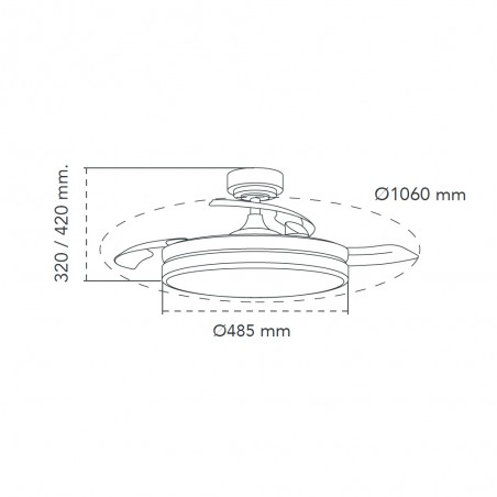 Ventilador LED con aspas plegables Aneto CCT Dim (72W)