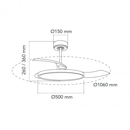 LED fan folding blades Mince CCT Dim (36W)