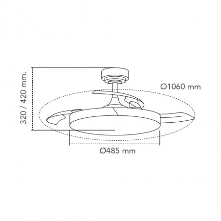 LED fan folding blades Taoro CCT Dim (72W)