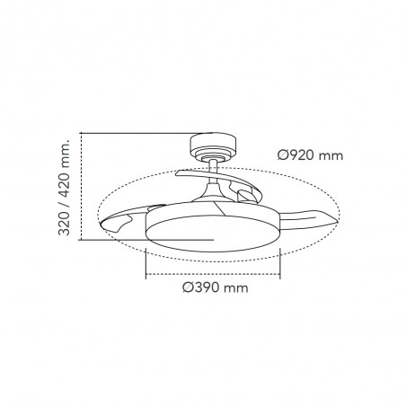 LED fan folding blades Taoro Mini CCT Dim (46W)