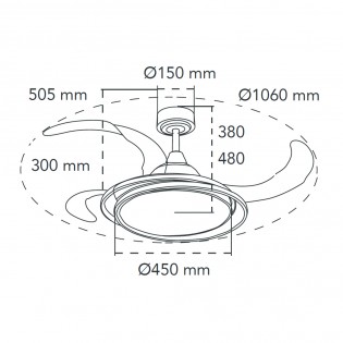 LED fan with folding blades Antila RGB CCT (65W)