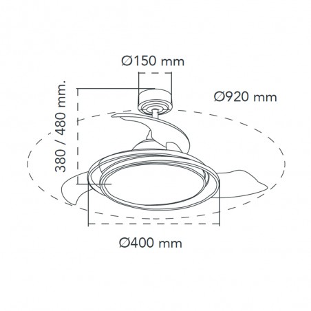 LED fan with folding blades Antila Mini RGB CCT (45W)