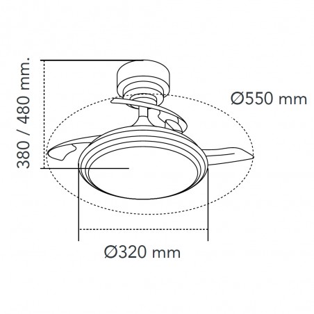 LED fan with folding blades Antila Mini XS CCT (35W)