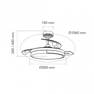 Ventilador LED con aspas plegables Movic CCT Dim (72W)