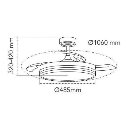LED fan folding blades Supereco CCT Dim (45W)