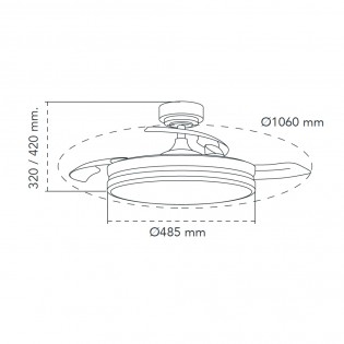 LED fan folding blades Moss CCT Dim (72W)