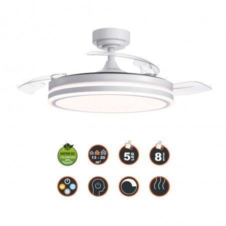 Ventilador LED con aspas plegables Moss CCT Dim (72W)