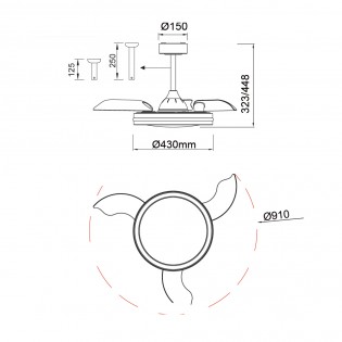 Ventilador LED aspas desplegables North RGB CCT Dim (40W)