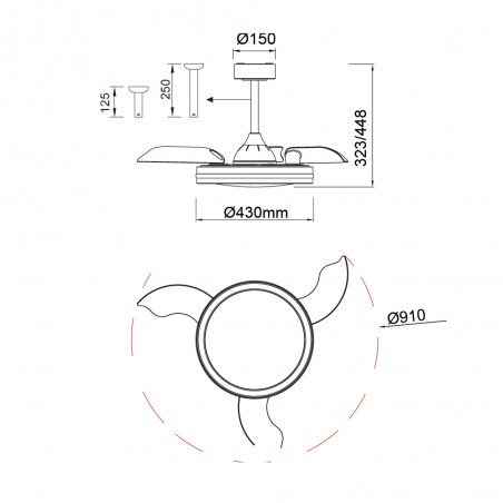 Ventilador LED aspas desplegables North RGB CCT Dim (40W)