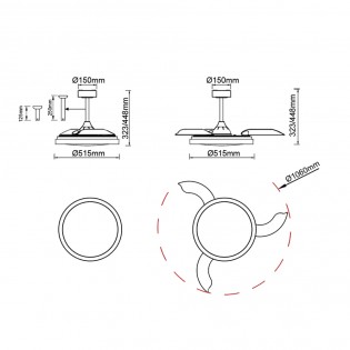 Ventilador LED aspas desplegables Mistral CCT Dim (50W)