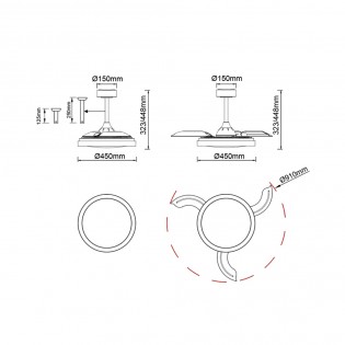Ventilador LED aspas desplegables Mistral Mini CCT Dim (40W)