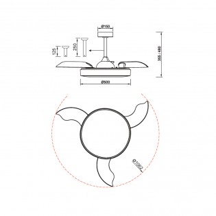 Ventilador LED aspas desplegables Alaska CCT Dim (50W)