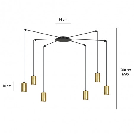 Lámpara colgante Finder Oro (6 luces)