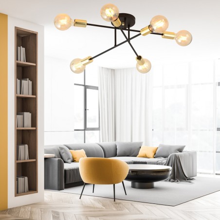 Plafón de techo Vender Oro II (6 luces)