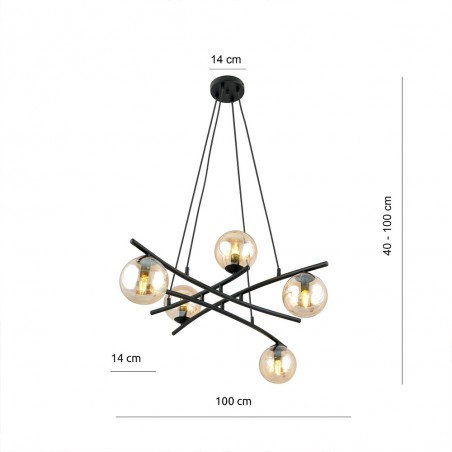 Lámpara colgante Lotra Ámbar (5 luces)