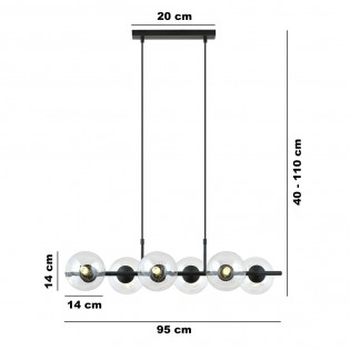Lámpara colgante Armaro Transparente (6 luces)
