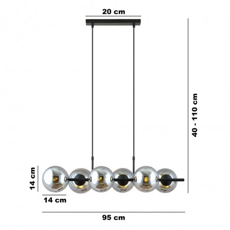 Pendant Lamp Armaro Graphite (6 lights)