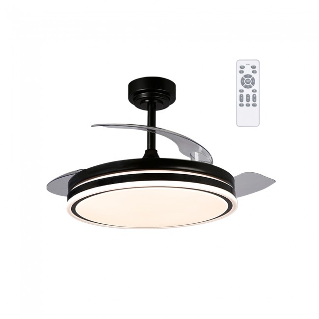 LED fan retractable blades Perla Black CCT Dim (72W)
