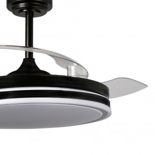 LED fan retractable blades Perla Black CCT Dim (72W)