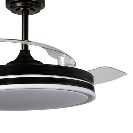 LED fan retractable blades Perla Black CCT Dim (72W)