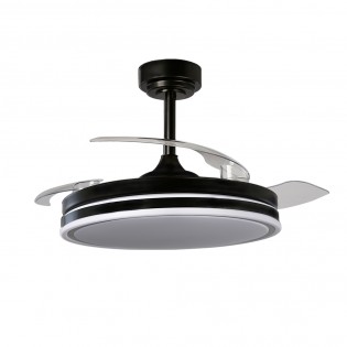 LED fan retractable blades Perla Black CCT Dim (72W)