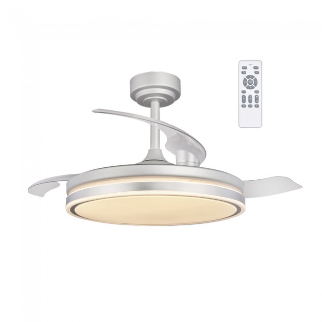 LED fan retractable blades Perla Grey CCT Dim (72W)