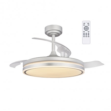 LED fan retractable blades Perla Grey CCT Dim (72W)