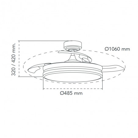 LED fan retractable blades Perla Grey CCT Dim (72W)