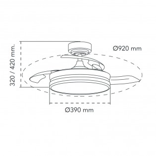 LED fan folding blades Perla Mini Grey CCT Dim (46W)