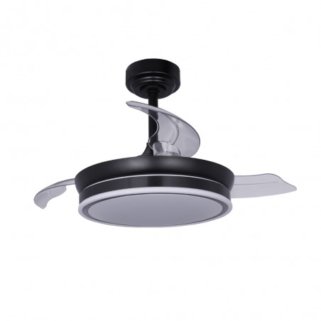 LED fan folding blades Perla Mini Black CCT Dim (46W)