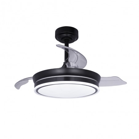 LED fan folding blades Perla Mini Black CCT Dim (46W)