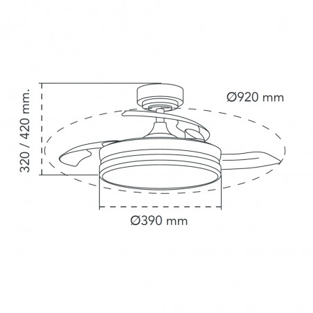 LED fan folding blades Perla Mini Black CCT Dim (46W)