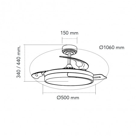 LED Ceiling fan with folding blades Nemi CCT Dim (72W)